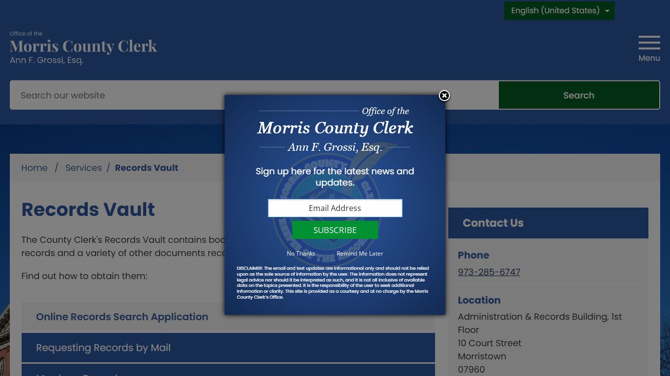Records Vault | Morris County Clerk