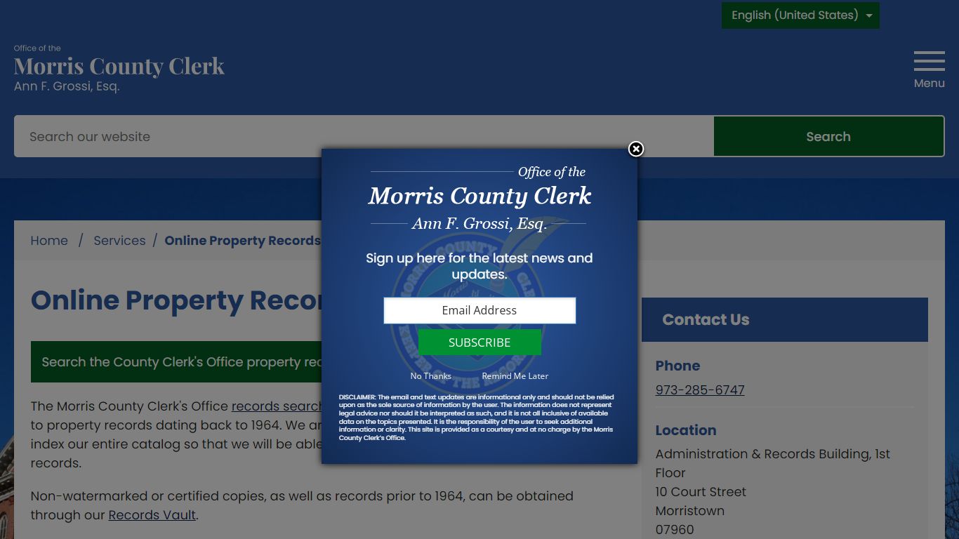 Online Property Records Search | Morris County Clerk